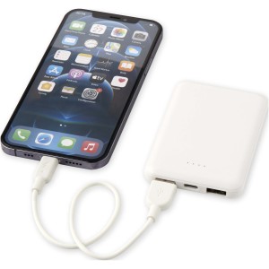 Asama jrahasznostott manyag powerbank, 5000 mAh, fehr (powerbank)